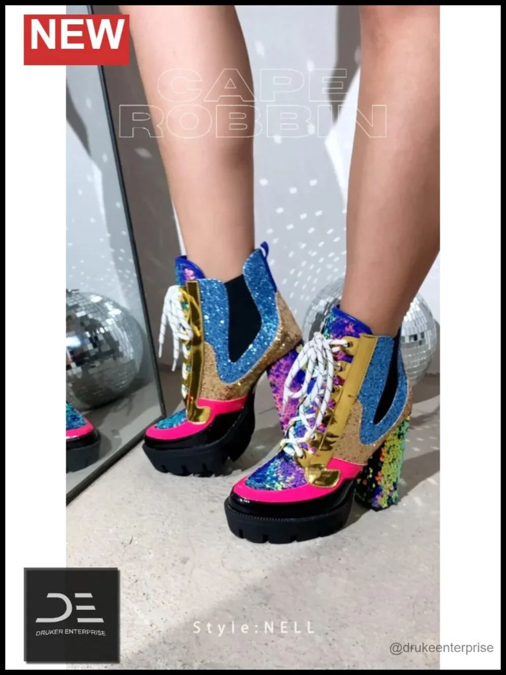 Rhinestone Cowboy Booties - Western Ankle Boots Block Heel Lace-Up